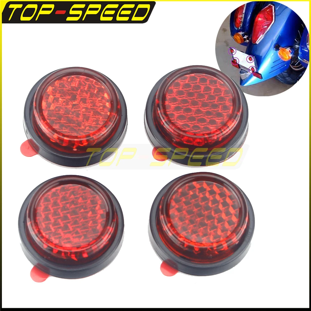 20mm Red Stick On Number Plate Reflectors MOT Self Adhesive Motorbike For Honda Yamaha Suzuki Kawasaki BMW Touring Cruiser