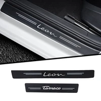 4pc car sticker door carbon leather fiber sill plate for seat leon 5f fr mk2 mk3 tarraco accessories car styling