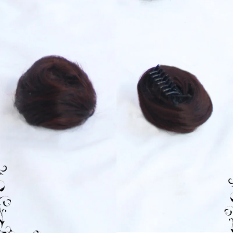 

Tenten Wig Cosplay Short Brown With Two Buns Synthetic Hair Heat Resistant Wig + a wig cap