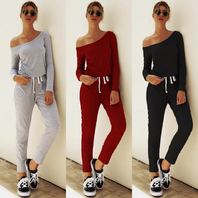 Женский спортивный костюм повседневный комбинезон с длинным рукавом без