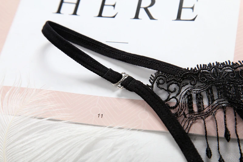 Стринги женские прозрачные кружевные с вышивкой стринги вырезом