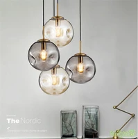 new concave glass ball led pendant lamp brass ceiling light restaurant lighting hanging industrial retro fixtures decoration