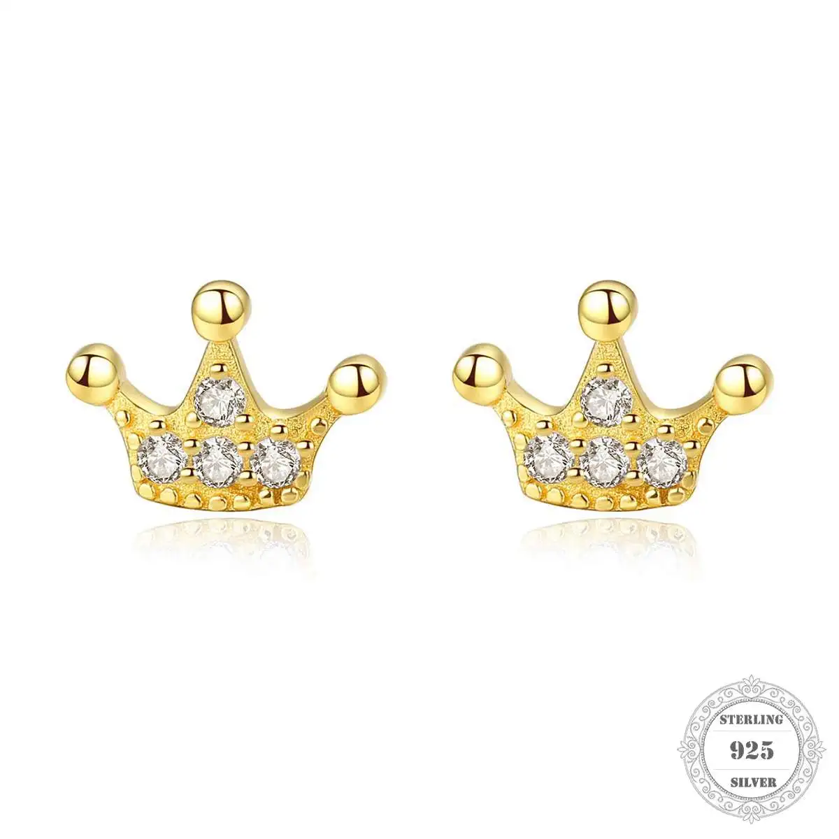 Золотой стильные серьги гвоздики в виде короны 2020 модная новинка ювелирное