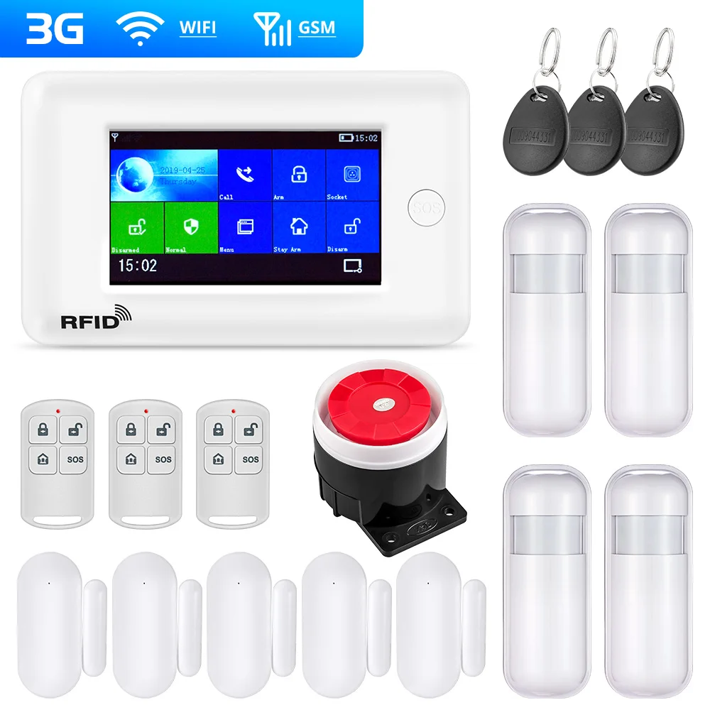 Fuers WIFI 2G 3G Smart Alarm System Home Security Anti Theft 4.3 inch Color Screen APP Remote Control PIR Motion Sensor | Безопасность и