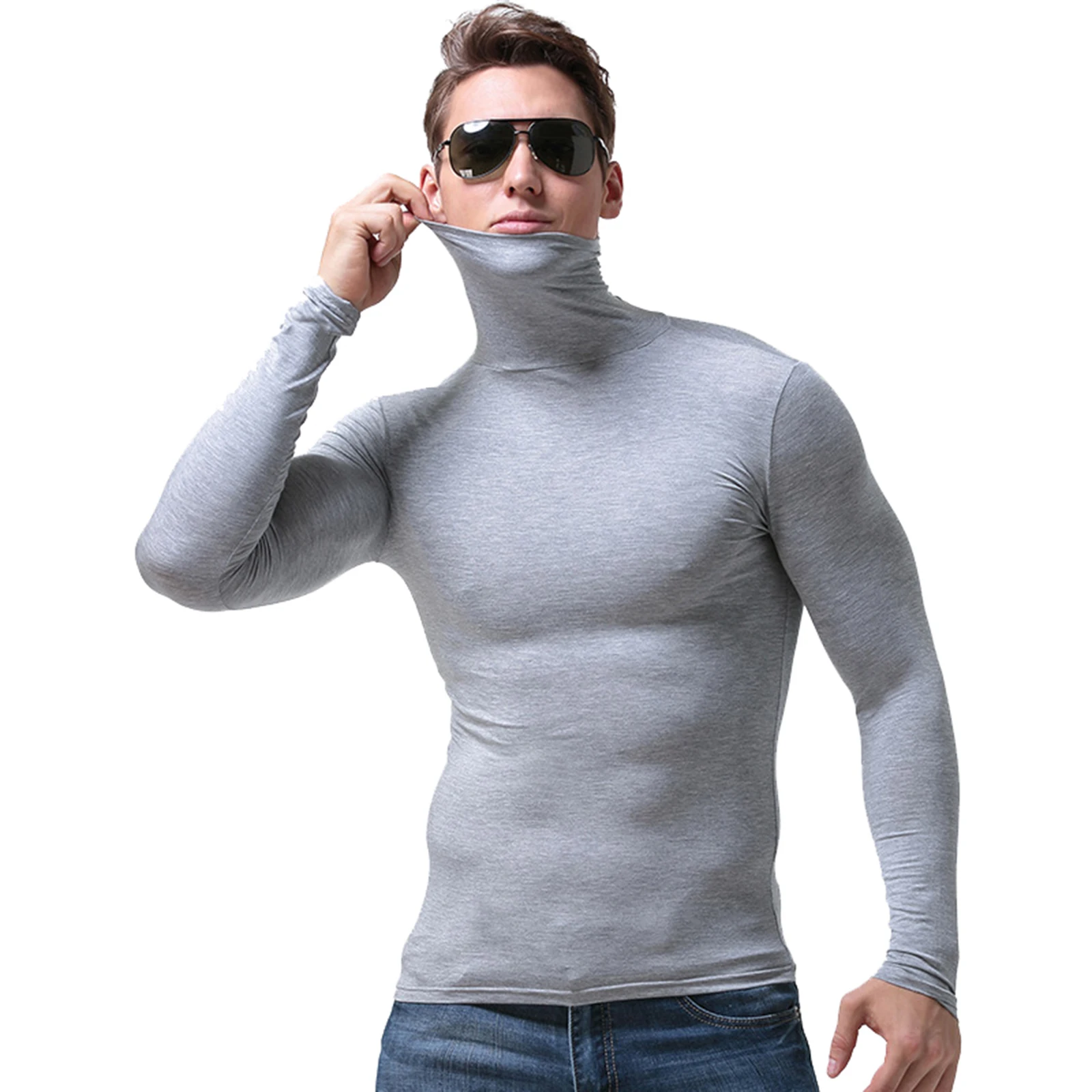 Men Warm Long Sleeve Compression Shirts Turtleneck Winter Base Layer Top Pullover T-Shirt Camisa Térmica Compression Shirt Men
