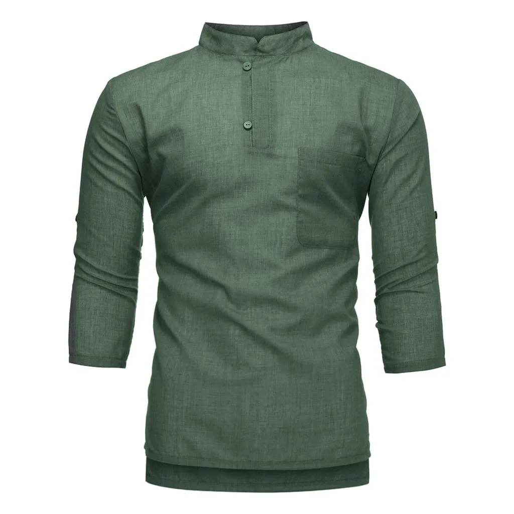 Мужские летние рубашки из пеньковой ткани 7-процентная блузка топы футболки