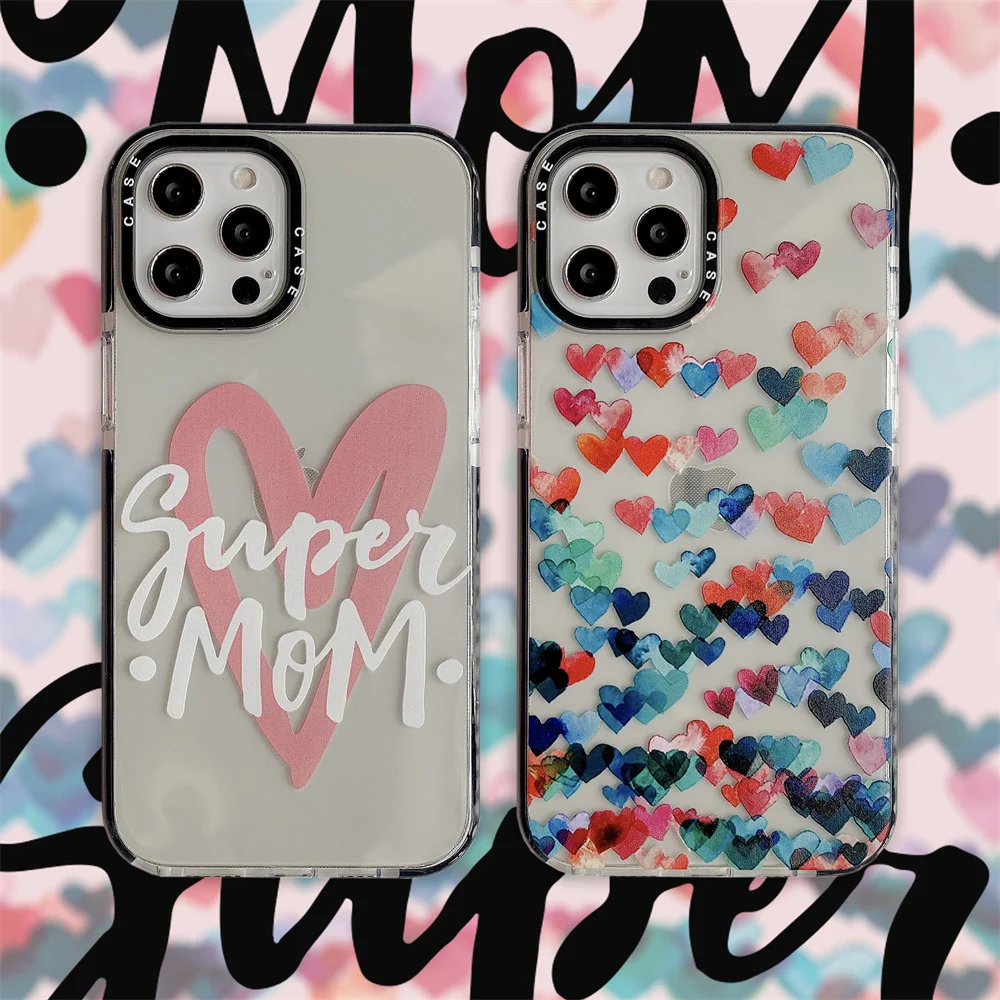

For Iphone 13 Pro Max 12 11 Rainbow Heart Case Soft Transparent Air Anti Drop Tpu Protection Cover For 6 7 8 Plus X Xr Xs Max