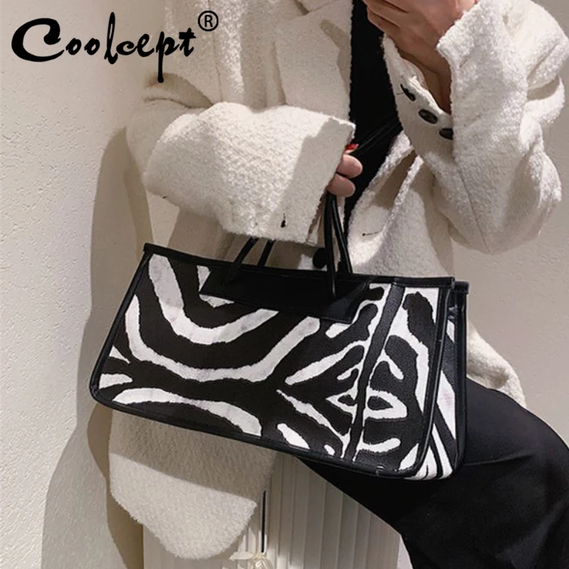 

Coolcept Minority Women Shoulder Bag Pu Leather Zebra Pattern Women'S Tote Bag Western Style Fashion Shopping Bag For Girl