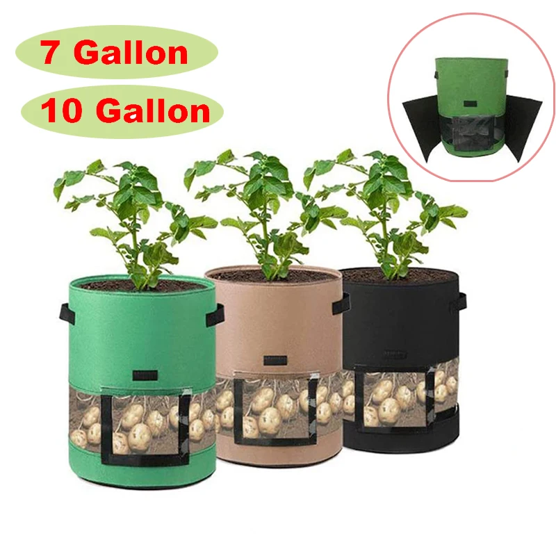 

Plant Grow Bags With Window greenhouse Vegetable Growing Bag Moisturizing jardin Garden Tools 7/10 Gallon