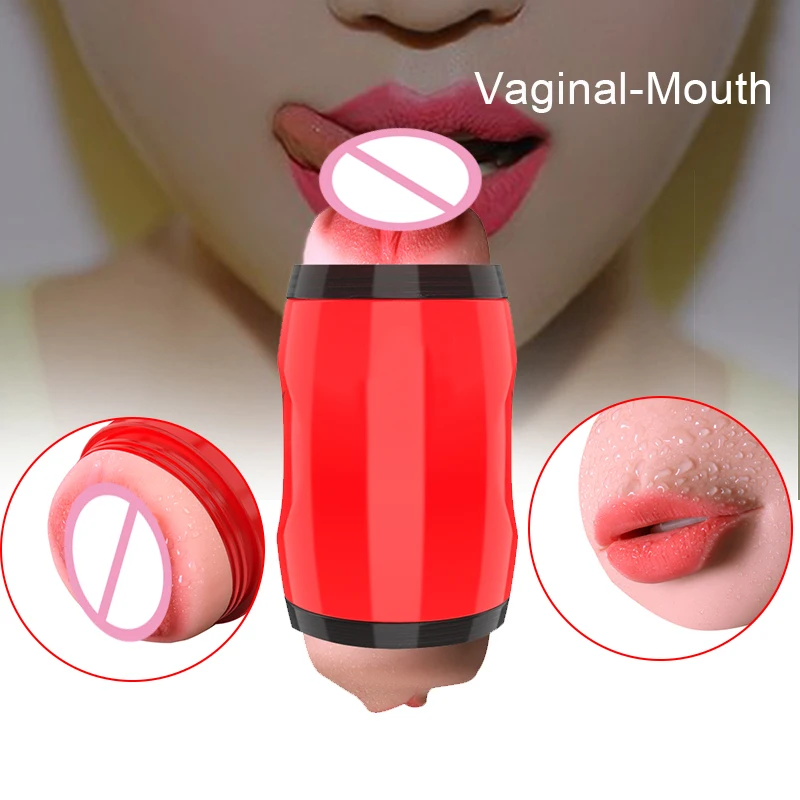 Портативный мужской мастурбатор с двойным отверстием Мягкий TPE оральный