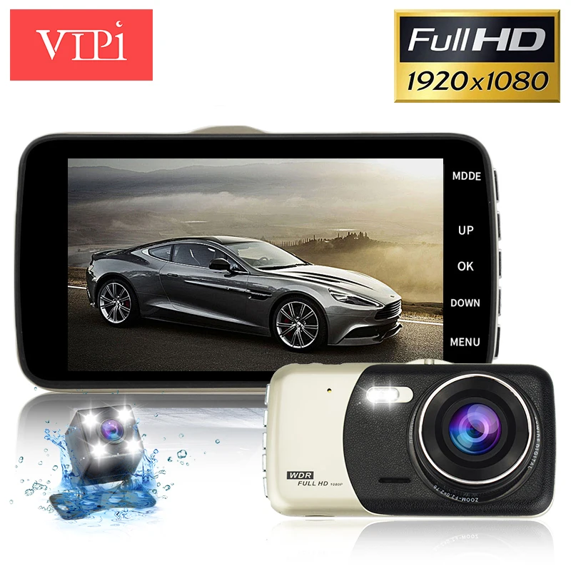 Автомобильный видеорегистратор 4 0 дюйма IPS два объектива full hd