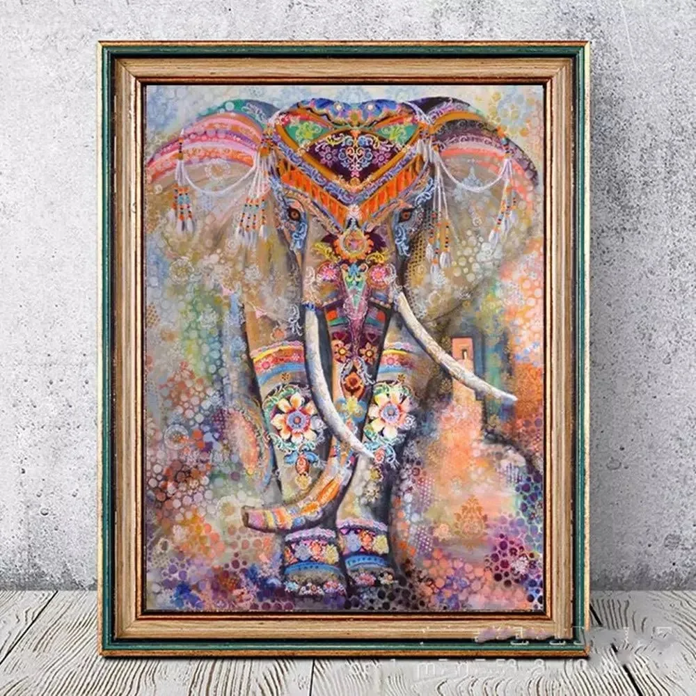 

New hot diamond painting hanging animal "colorful elephant" 5D DIY round diamond paste diamond embroidery home decoration gift