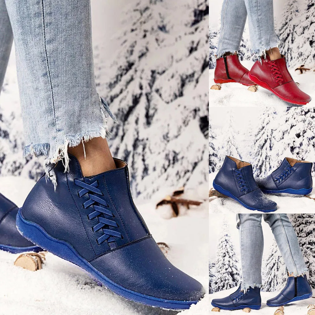 2020 новые женские модные ботинки на плоской подошве для отдыха сезон осень зима