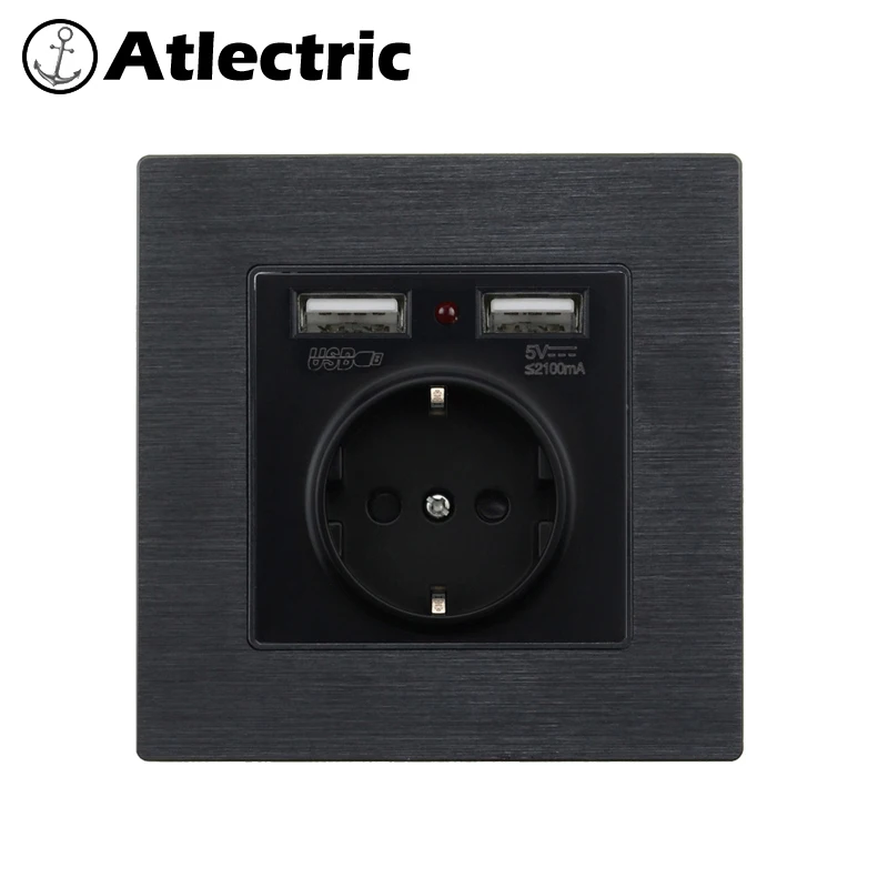 Atlectric двойной USB порт ЕС FR Стандартный Разъем питания настенная розетка