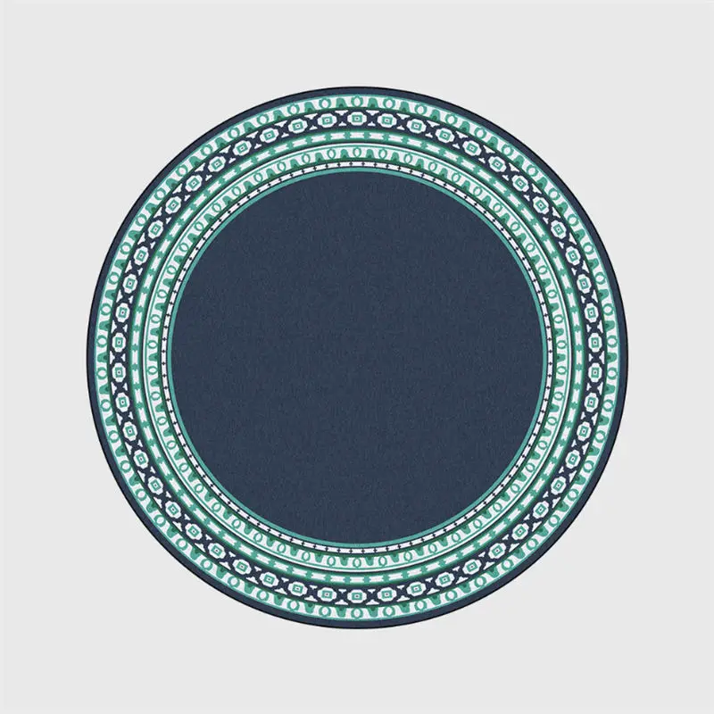 Коврики для детской комнаты скандинавский зеленый край темно синий круглый