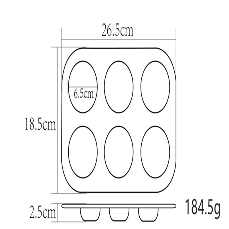 

6 Holes Cake Baking Tray Bakeware Muffin Cupcake Mold DIY Nonstick Carbon Steel Baking Tray Oven Tray Kitchen Pastry Tool
