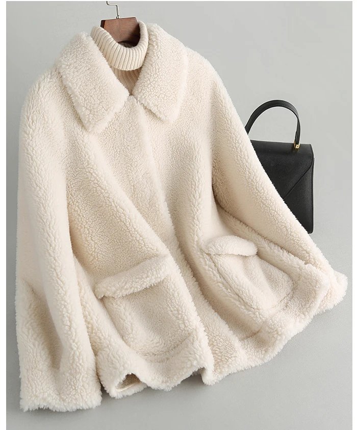 

Women Coat New Real natural sheep Shearling Fur Jacket winter overcoats plus size Free shipping F125