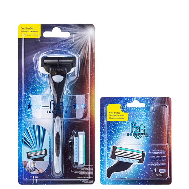 

RZR IGUETTA New Heads Safety Razor Blade Manual Shaver Facial Care Beard Epilator Afeitadoras Para Hombre 1 Knife Handle 6 Knife
