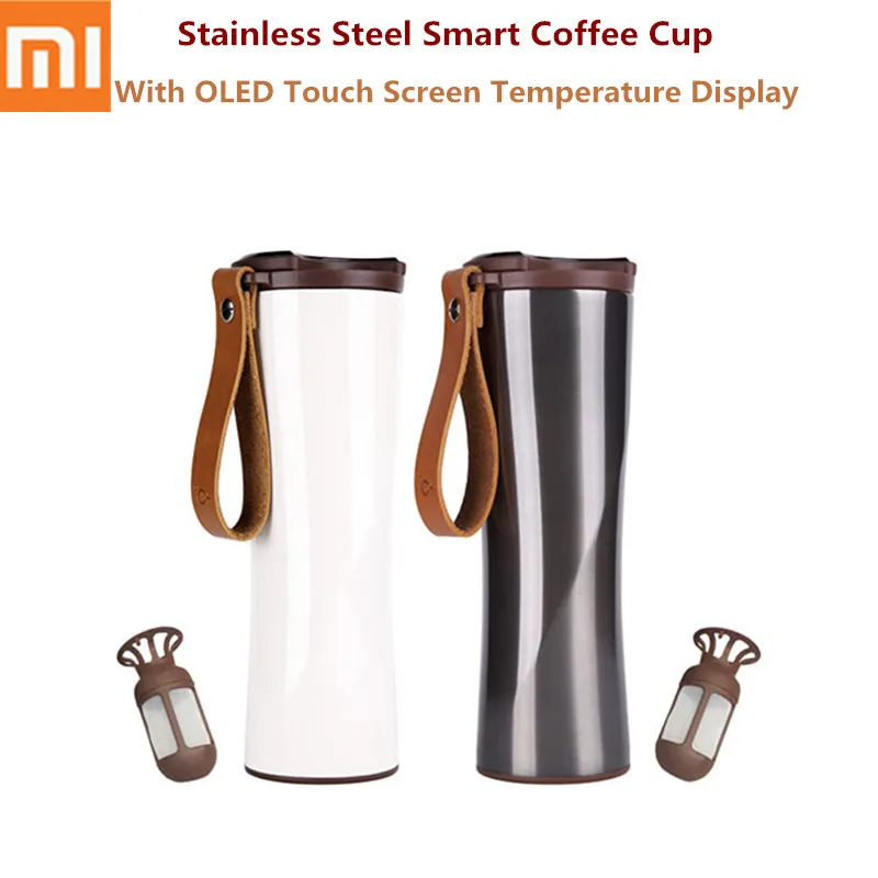 Xiaomi Kisskissfish Moka портативная чашка из нержавеющей стали умная кофейная чашка с тактильным дисплеем масла Температура 430 мл