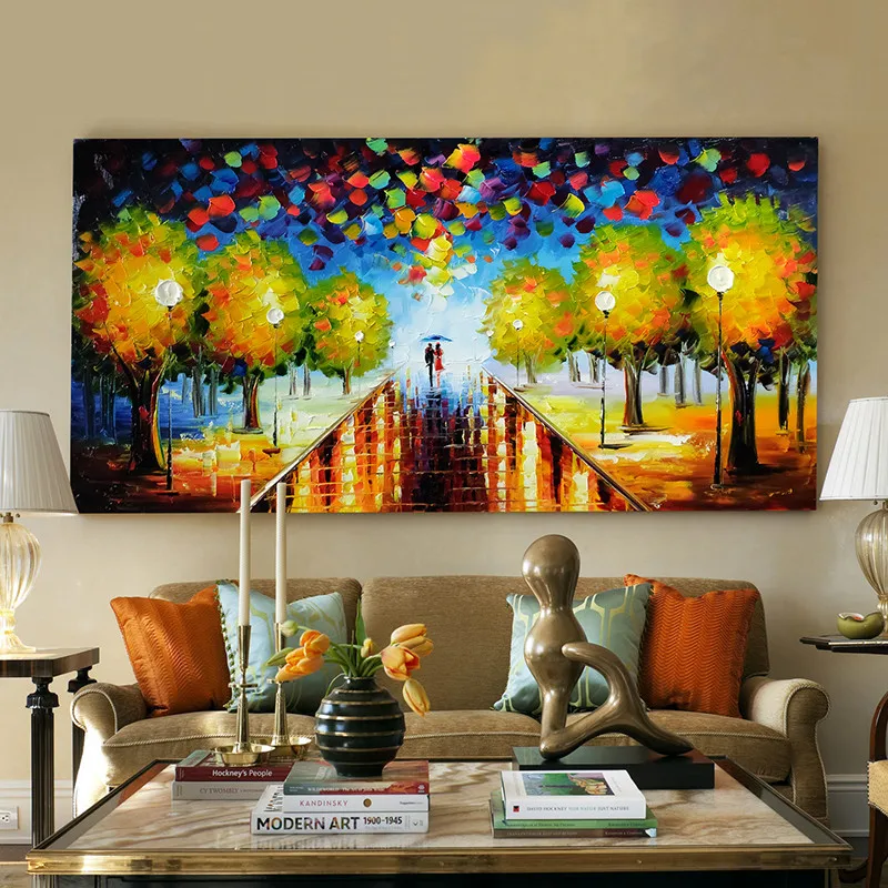 

Inkjet scraper oil painting bedroom living room sofa background wall modern minimalist horizontal landscape decorative painting