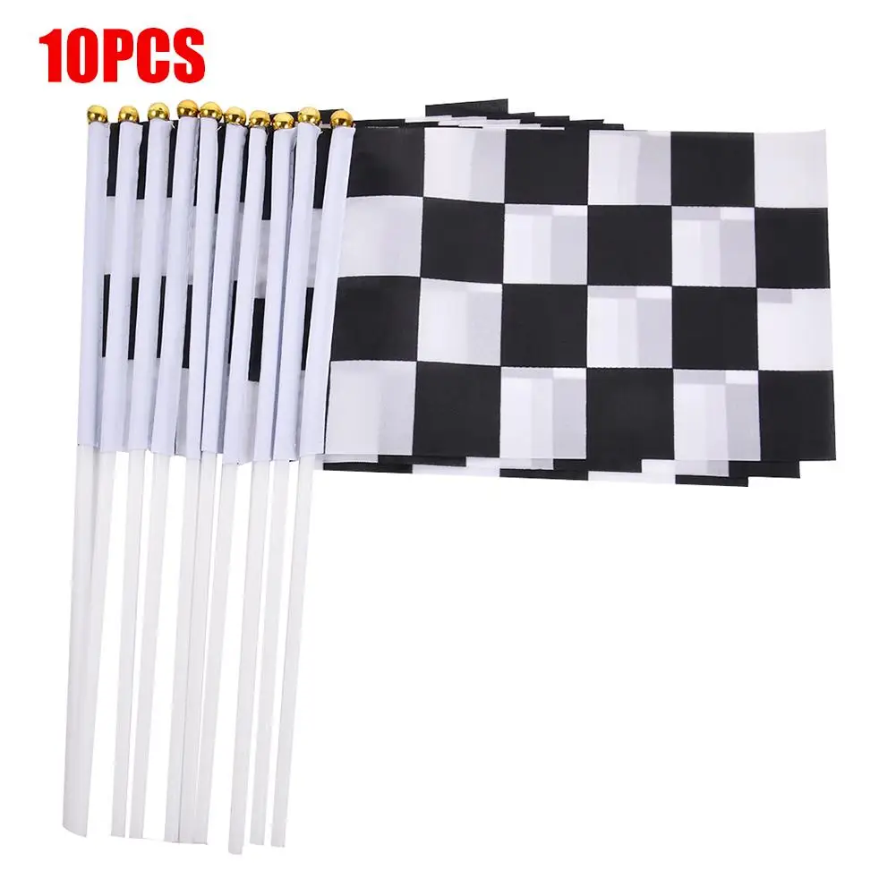 

10\30 Pcs 8th Racing Flag Black And White Checkered Hand Flag Racer Waving Handhold Decorative Flags For Home Party Decoration