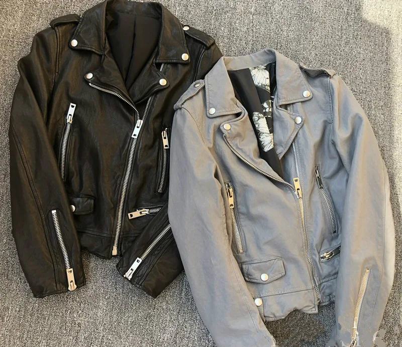 

2020 Slim Bomber Full Casaco Feminino Jacket Jaqueta Feminina Spring New Women's Leather Simple Temperament Sheep Skin Women