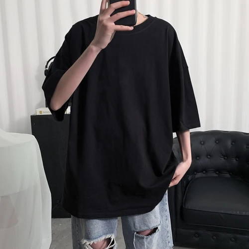 

2021 Plain Oversized T Shirt Men Bodybuilding and Fitness Loose Casual Lifestyle Wear T-shirt Male Streetwear Hip-Hop Tops