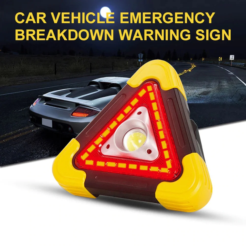 

Portable Flashing Light On Hand Triangle Warning Sign Triangle Car LED Work Light Road Safety Emergency Breakdown Alarm Lamp