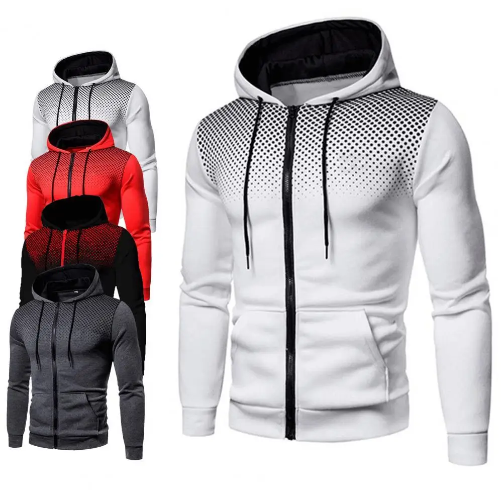 

Great Coat Anti-shrink Men Coat Long Sleeve Gradient Warm Big Pocket Men Coat