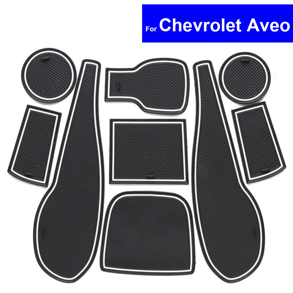 9 Pcs Non-slip Car Door Slot Mats Gate Carpets CUP Holder Pads For Chevrolet Aveo 2011 2012 2013 2014 Groove Mat |