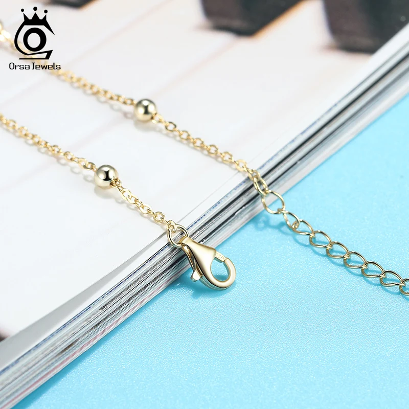 Цепочка на лодыжку ORSA JEWELS из чистого серебра 925 пробы с позолотой 14 карат