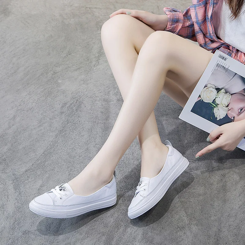 Кроссовки Yiluan женские кожаные маленькие белые Повседневная дышащая обувь для