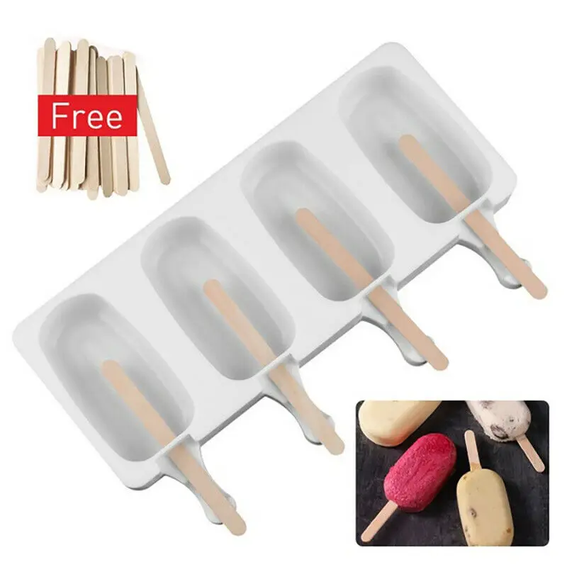 

Ice Cream Cake Mold Ice Lolly Baking Frozen Mould Tray With Popsicle Sticks DIY Kitchen Bar Silicone Ice Cream Molds