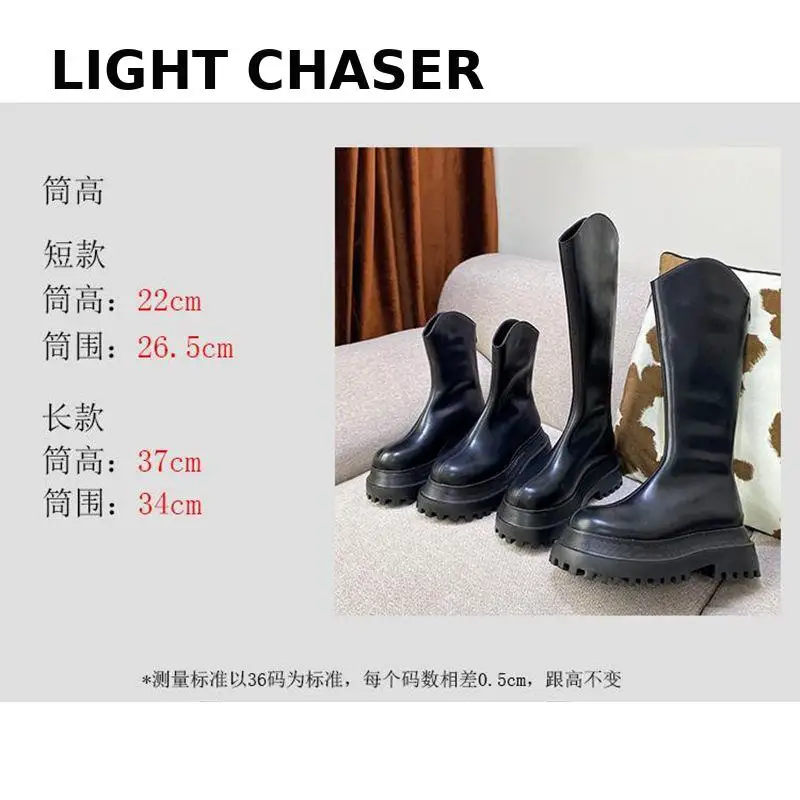 Women Boots Ladies Shoes Slip On Mid Calf Boots Platform Soft Pu Leather Long Boot Footwear Woman Autumn Winter Knight Bootties