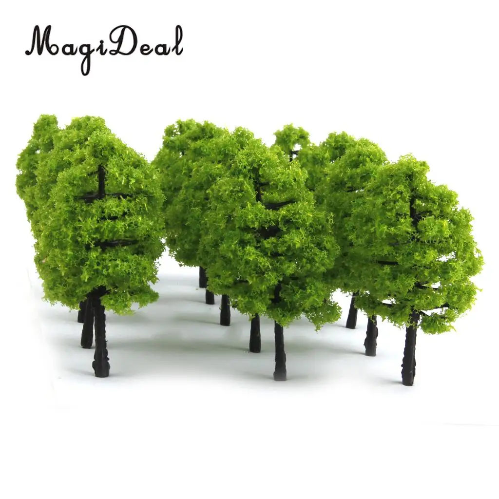 

40x Model Train Railway Scenery Building Green Tree Models HO Z Scale Layout for Diorama Wargame