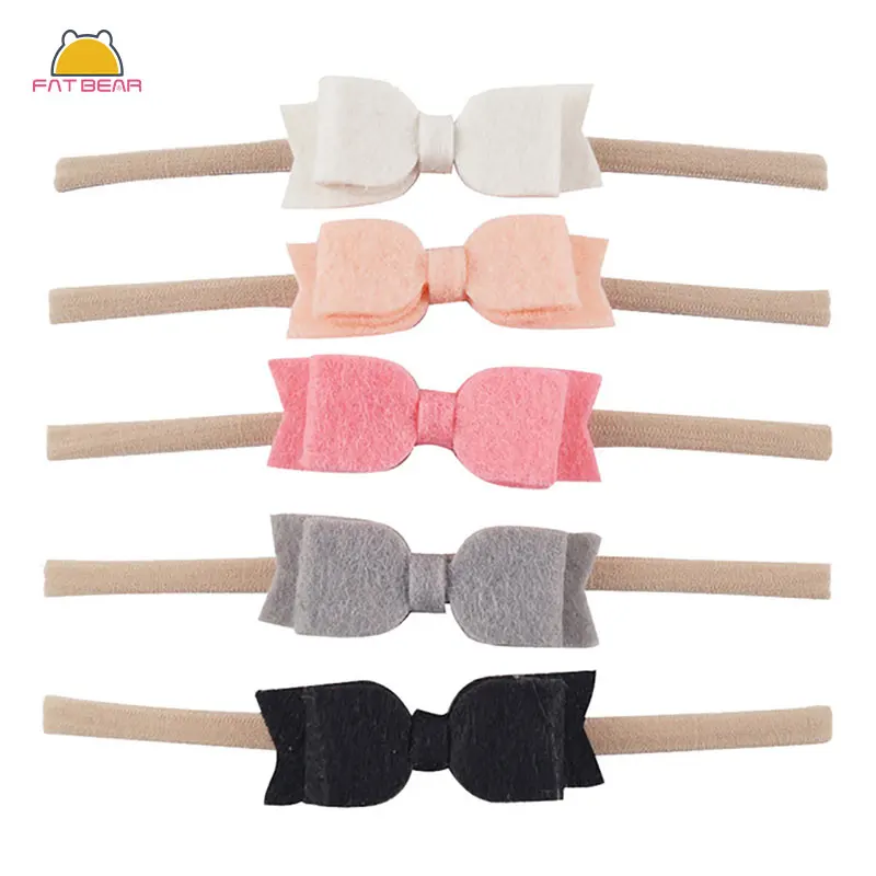 Милый однотонный эластичный нейлоновый ободок 5 шт./компл. нетканый бантик для