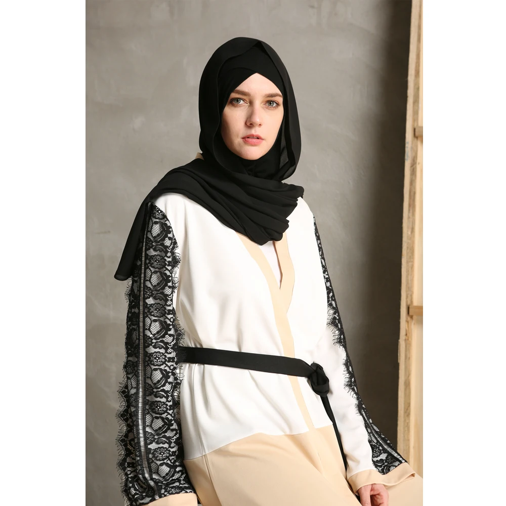 Модное мусульманское Макси кружевное платье кардиган абайя халаты Винтажный