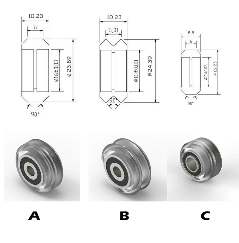 

10pcs High precision CNC clear Polycarbonate Xtreme v Mini wheel for Openbuilds v-slot linear rail system