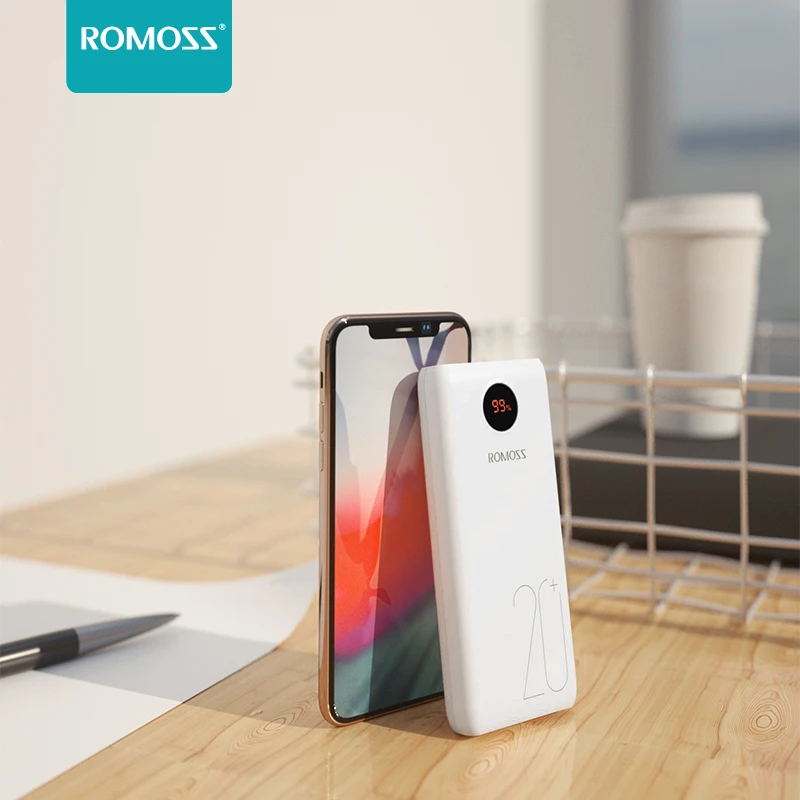 Внешний аккумулятор ROMOSS SW20PS+ ёмкость 20000мАч порт USB C подойдёт для Huawei iPhone и Xiaomi Mi