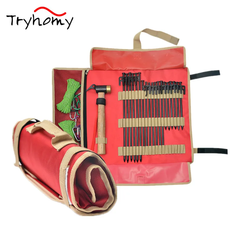 

Tryhomy Outdoor Camping Tent Accessories Storage Bags Hammer Wind Rope Ground Pegs Nails Bags Camping Gear Tool 2021 New