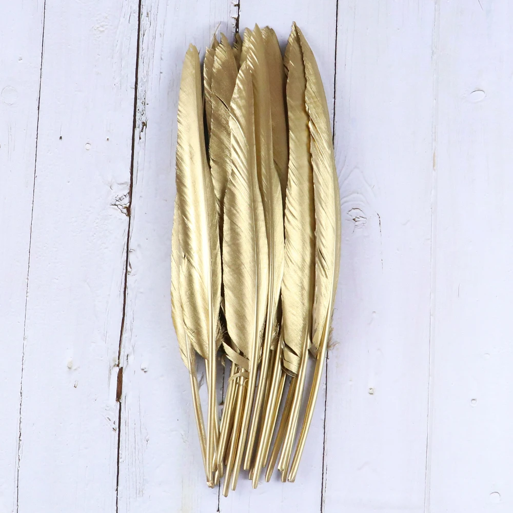 

10-100PCS Wholesale Gold Dipped Goose/Duck Feathers for Crafts Jewelry Making Accessories DIY Wedding Home Decoration Plumes
