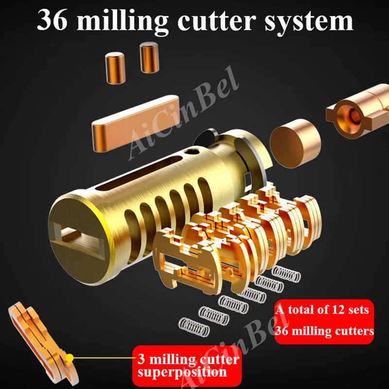 Дверной замок латунный цилиндр с двойным открытым боковым лезвием