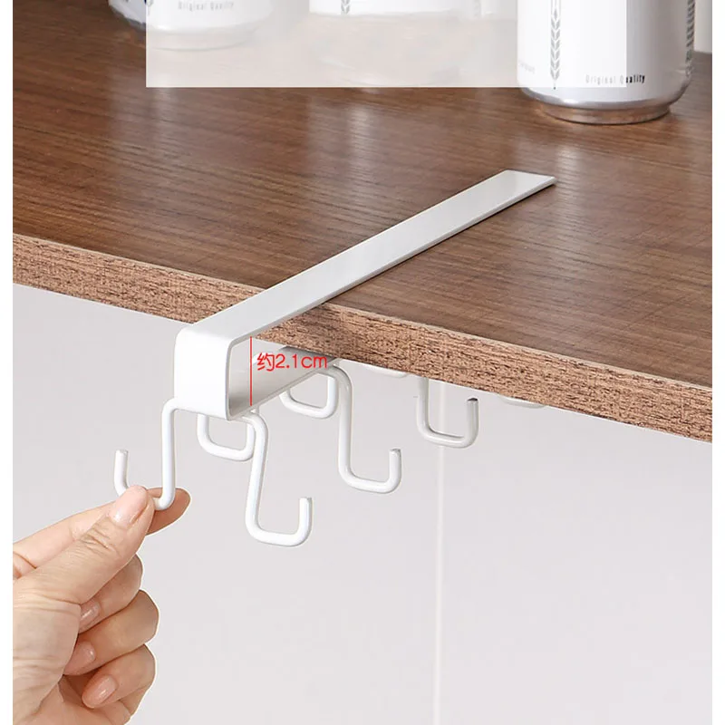 1pc double row hook hanging cup holder kitchen hook rack punch free wall cabinet kitchen organiazer rack hanging cup holder free global shipping