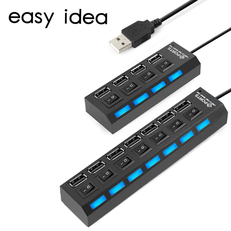 USB-разветвитель 4/7 USB-портов с выключателем ВКЛ./ВЫКЛ. | Компьютеры и офис