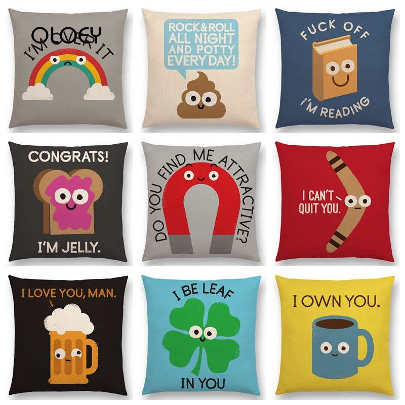 Льняной Набор подушек с героями мультфильмов Happy Day Beer Bread Boomerang Rainbow украшение для