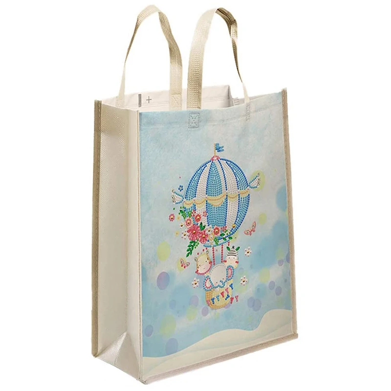 

HOT SALE Reusable Diamond Painting Tote Bag, Non-Woven Fabric Foldable Shopping Bag With Handle- Hot Air Balloon