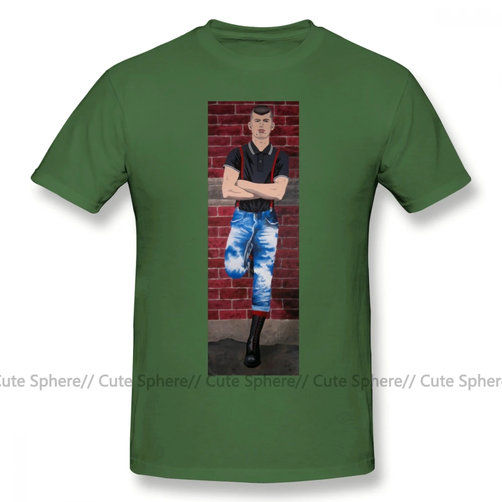 Футболка Skinhead, Мужская футболка Skinhead, забавная Футболка с принтом, большой короткий рукав, 100 хлопок, Пляжная футболка - Цвет: Army Green