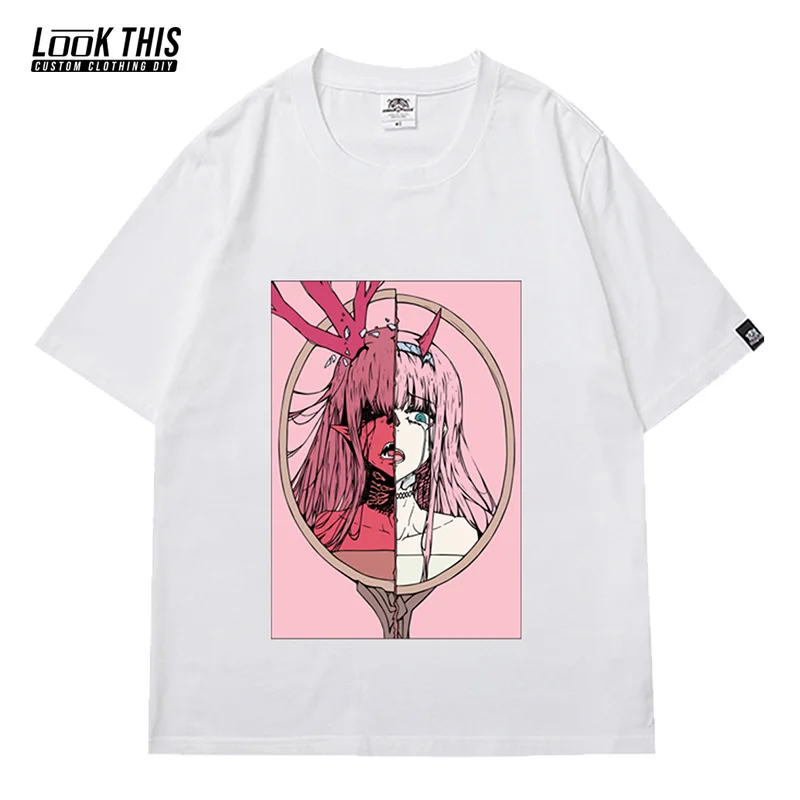 

Darling in the Franxx Anime T Shirt Cute Patterned Men Oversized T-shirt Male Tees Teen Summer O-neck T-shirts Short Sleeve Top