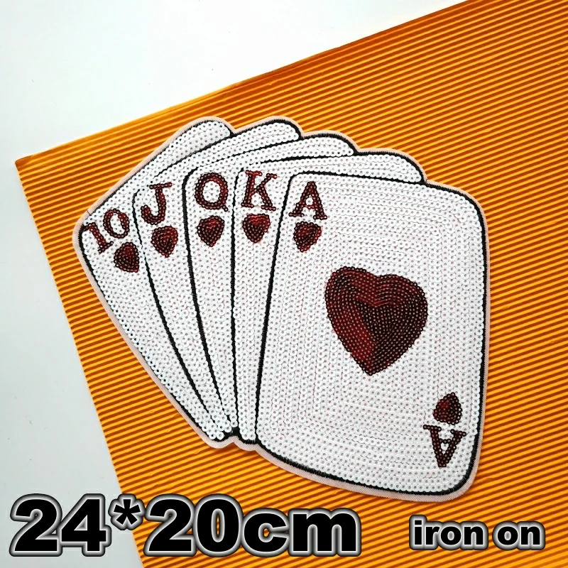 Вышивка игры нашивки в виде карт для Куртки с вышивкой и блестками Тузы покер