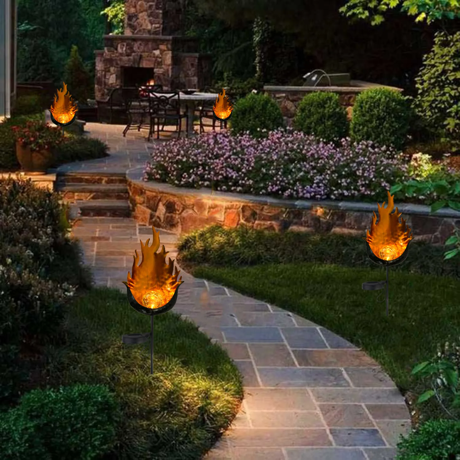 

Outdoor Decorative Solar Wrought Iron Heart-shaped Lawn Light Rainproof Torch Light Garden Road Garden Ground Plug Light